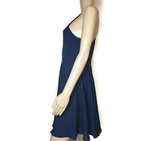 Lulus Navy Blue Keyhole Halter Dress Flared A-Line Sleeveless Back Zipper Size M - Picture 12 of 12